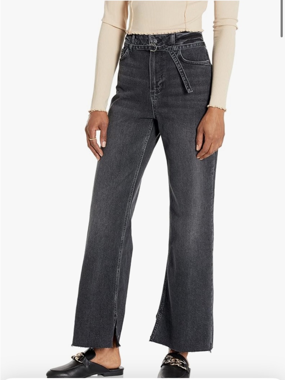 PAIGE High-Rise Wide-Leg Jeans in Washed Charcoal